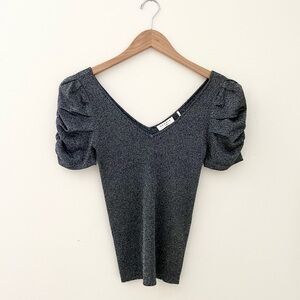 SANDRO short sleeve stretch ribbed top S